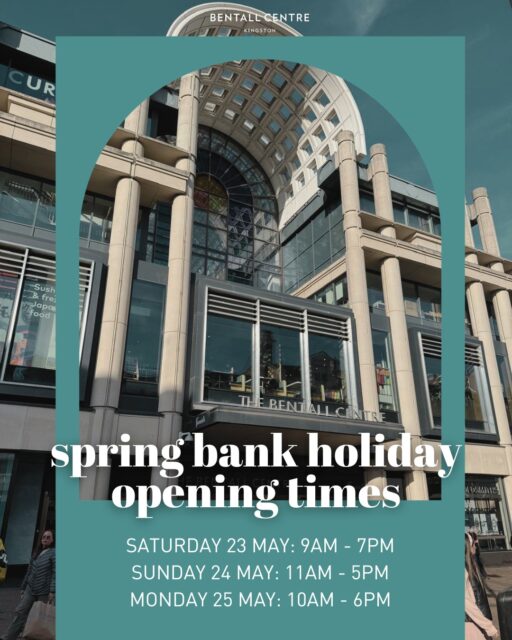 Planning a Bank Holiday trip to The Bentall Centre this weekend? 🛍️✨

Here’s when we’re open:
Sat 23rd April: 9am – 7pm
Sun 24th April: 11am – 5pm
Mon 25th April: 10am – 6pm