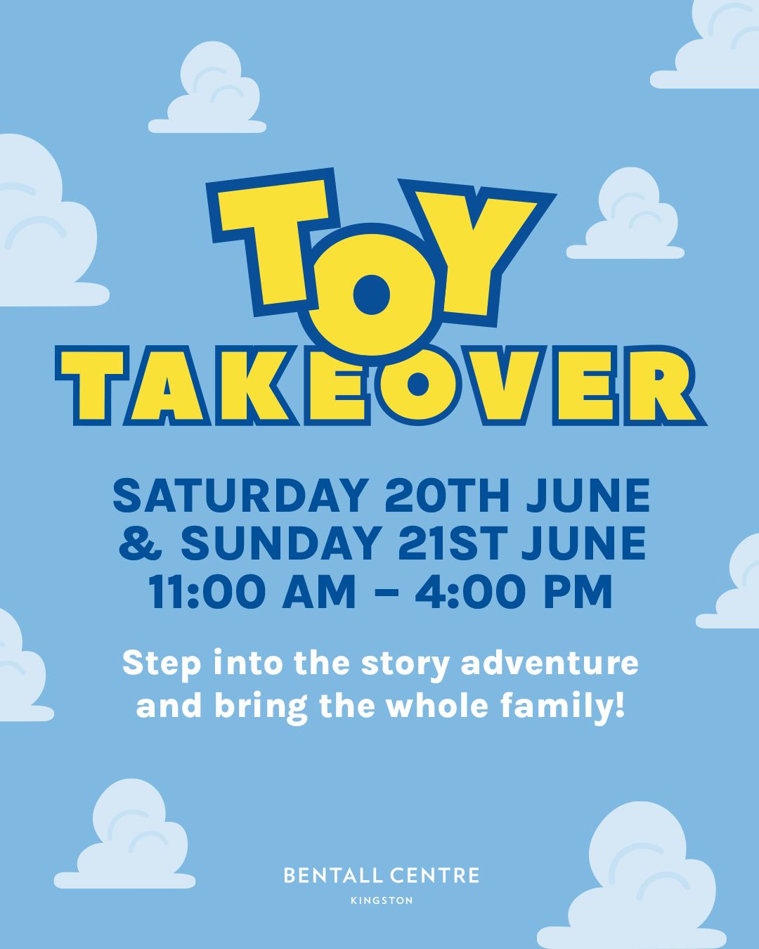 Get ready for a fun-filled family adventure as we transform into a story adventure! Bring the kids (and your imagination) for a weekend packed with FREE activities, creativity, and character fun. Here's what's on:

📸 Snap a selfie at our giant Tablet Selfie Zone
15–28 June | Ground Floor (open during centre hours)

🎨 Get creative at our Toy Story-inspired workshops & dress-up zone
20–21 June | 11am–4pm | Lower Ground Floor

🤠 Keep your eyes peeled… the Toy Soldier will be roaming the centre on 20 June (11am–4pm) for photos and fun!

It’s the perfect day out for the whole family — don’t miss it!

✨ In association with@kingstoncurzon