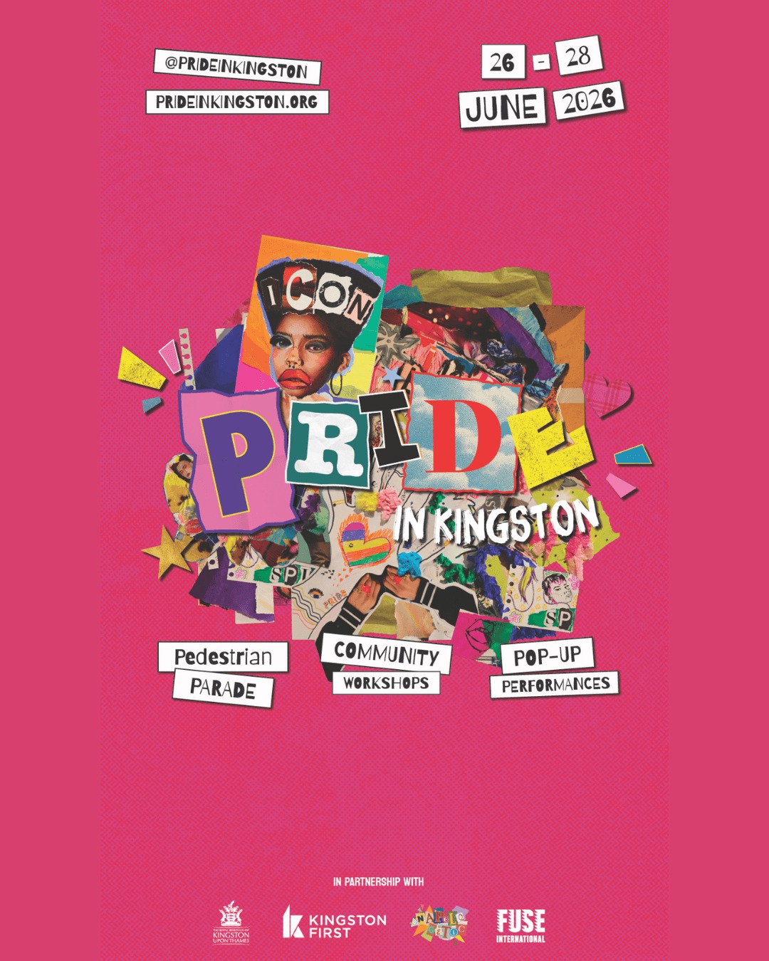 🌈 PRIDE Kingston 2026 is set for a full weekend of celebration, creativity and community spirit ✨ Here's what's on...

🎭 Pride Launch Party | Fri 26 June
AFTERDARK by Unapologetic x Fuse International - cabaret, live performances, music and more to kick off Pride in style 💃🎶

🏳️‍🌈 Parade & Performances | Sat 27 June
Parade 2–3pm from Kingston Market Place to The Bentall Centre, plus pop-up performances at 11am, 1pm & 3:30pm 🎤🎉

📚 Community Workshop Day | Sun 28 June
Free workshops across Kingston including storytime, drag expression and mindfulness 🌿🧘

Pride Kingston celebrates inclusion, identity and community - and we’re proud to be part of it across the town 💜 

🎟️ Visit the link in our bio for more details.