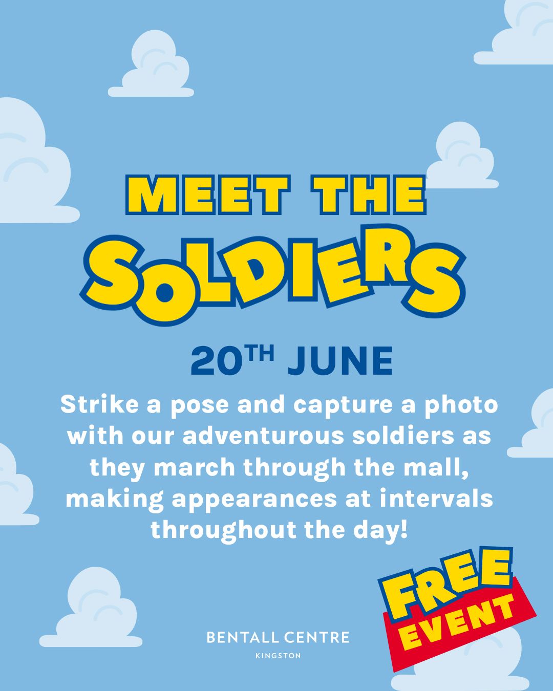 📸 Attention, explorers!

Our adventurous soldiers are on patrol and making surprise appearances throughout the mall all day long. Be sure to stop them for a photo, strike your best pose, and share your snaps with us! 🪖✨

Who will spot them first? 👀
