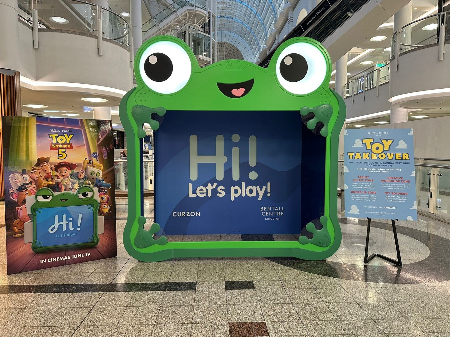Our Tablet Selfie Zone is now open!🐸
Pop by from today until 28th June to snap some fun photos and don't forget to take part in our Toy Takeover Trail while you're here! 🧸