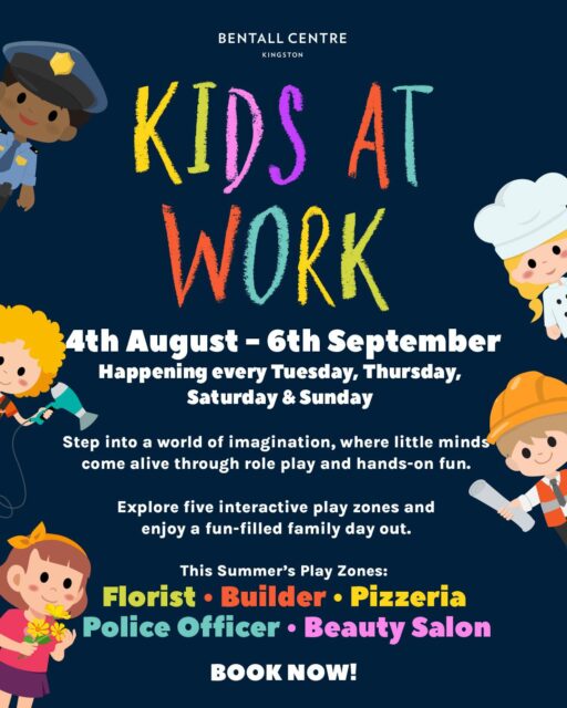 🌟 Kids at Work is coming to Bentall Shopping Centre this summer! 🌟

Get ready for little ones to step into exciting careers with hands-on activities and weekly themed adventures! 🎨✨

From Beauty Salon to Builder, Florist, Police Officer and Pizza Chef, there’s a new role to discover every week. 💇👷🌸👮🍕

📅 4th August – 6th September 2026
📍 Bentall Shopping Centre

🎟️ Collect stamps in your Kids at Work Passport and unlock a special reward! 🎉

Spaces are limited — pre-book your place via the link in bio 🔗