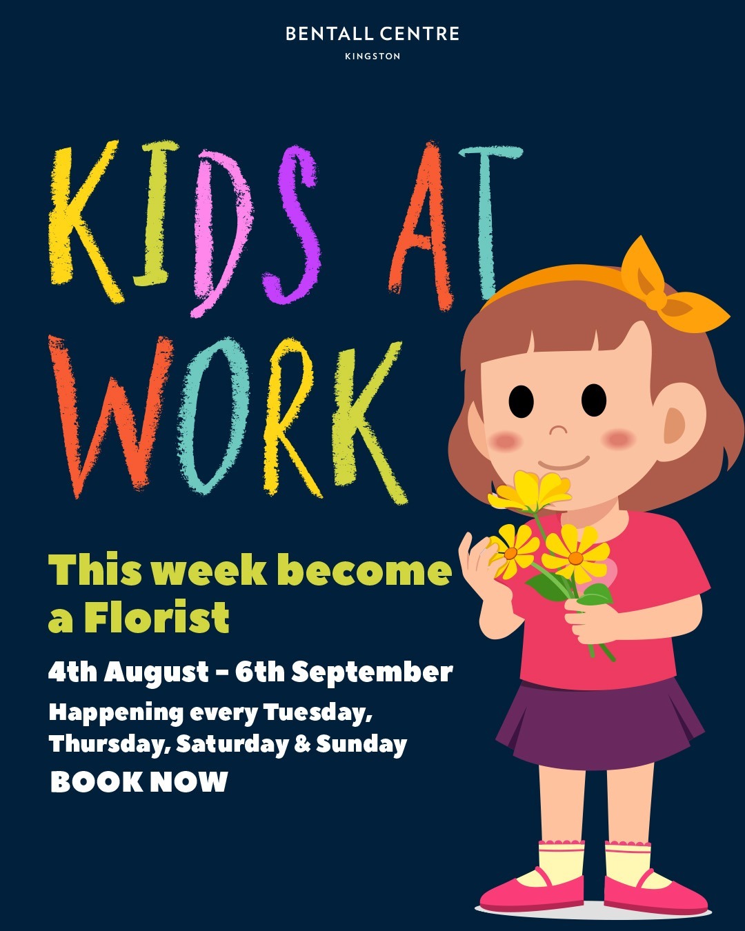 This week at Kids at Work, your budding Florists are taking over! 💐🌸
Get creative with florist-themed crafts, available this Thursday, Saturday and Sunday.
Plus, explore our other themed zones where children can step into the shoes of a Beautician, Builder, Police Officer or Pizza Chef! 👮♀️👷♂️🍕
Book your place now and let the fun begin! Link in bio.