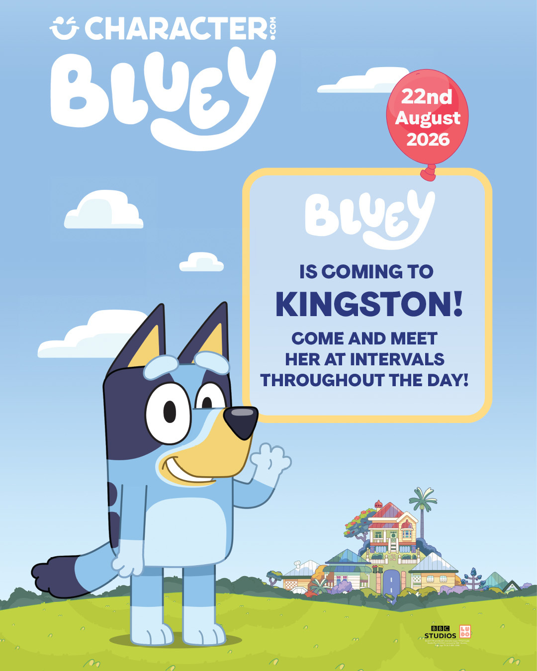 💙 Bluey is coming to Character.com! 🐾
We’ve got a VERY special visitor heading to our @characterdotcom store! 👀✨
Join us on Saturday 22nd August and meet the one and only Bluey! 🐶💙 She’ll be making appearances throughout the day, so there’ll be plenty of chances for little Bluey fans to say hello, grab a photo and make some special memories! 📸🥰
📍 Character.com store
📅 Saturday 22nd August 2026
⏰ 11am–3:30pm
Who’s coming to meet Bluey? 👀💙
Tag someone who absolutely cannot miss this! 🐾✨